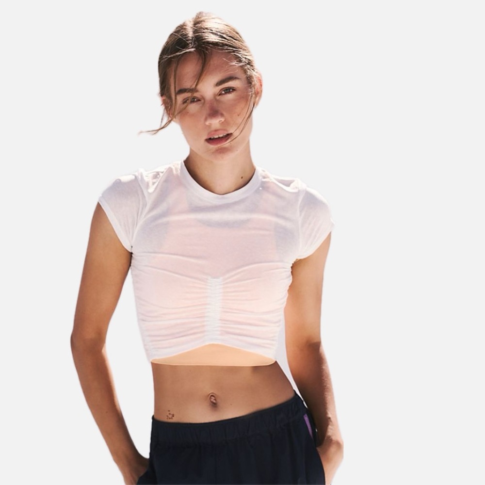 FP Movement by Free People light pink Ruched Crop Tee